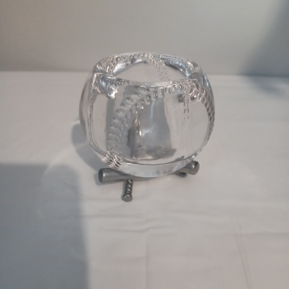 Partylite Batter Up Baseball Crystal Glass Votive Candle Holder With Bat Stand. - Picture 8 of 10